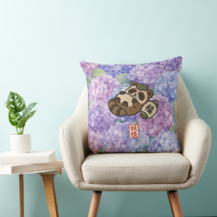 Cute Tanuki Throw Pillow Japanese Folklore Hydra