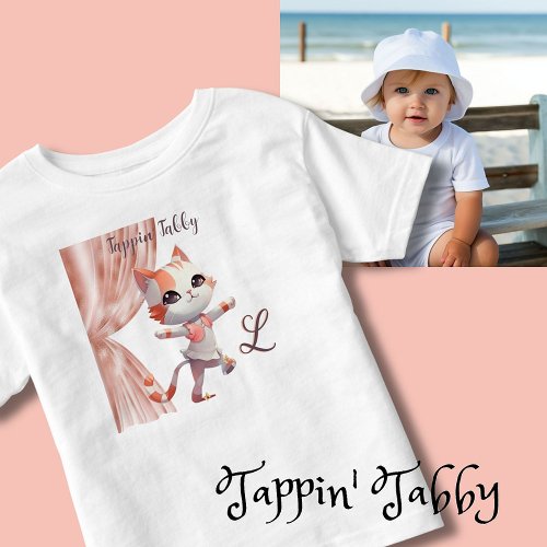 Cute Tap Dancing Tabby Cat Custom Monogram   Toddler T_shirt