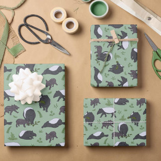 Cute Tapir Family, Woodland Birthday Gift Wrap