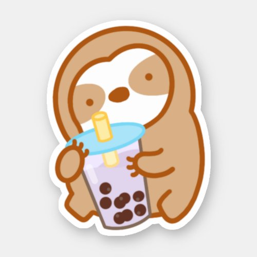 Cute Taro Boba Milk Tea Sloth  Sticker