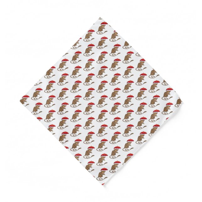 Cute Tarsier with umbrella cartoon illustration  Bandana (Front)