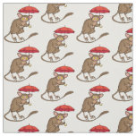 Cute Tarsier with umbrella cartoon illustration  Fabric