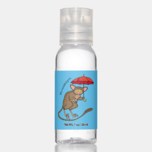 Cute Tarsier with umbrella cartoon illustration Hand Sanitizer