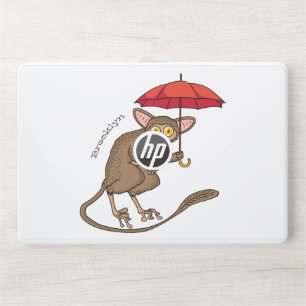 Cute Tarsier with umbrella cartoon illustration HP Laptop Skin