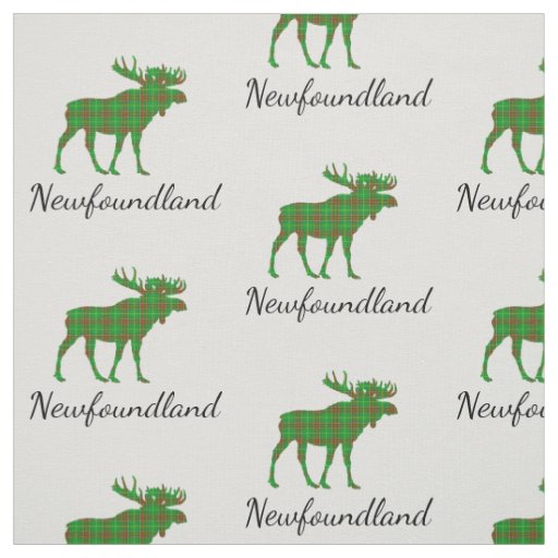 Cute Tartan moose Newfoundland fabric