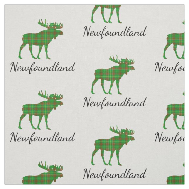 Cute Tartan moose Newfoundland fabric (Swatch)