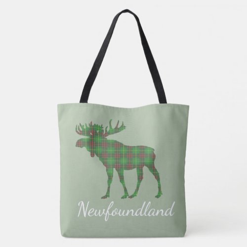 Cute Tartan moose Newfoundland   tote bag