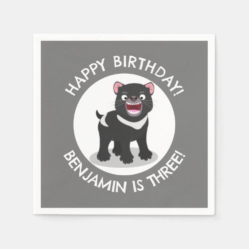 Cute Tasmanian devil personalized cartoon birthday Napkins