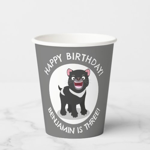 Cute Tasmanian devil personalized cartoon birthday Paper Cups