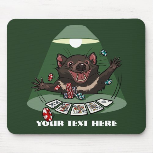 Cute Tasmanian Devil Royal Flush Poker Cartoon Mouse Pad