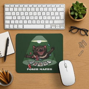 Cute Tasmanian Devil Royal Flush Poker Cartoon Mouse Pad