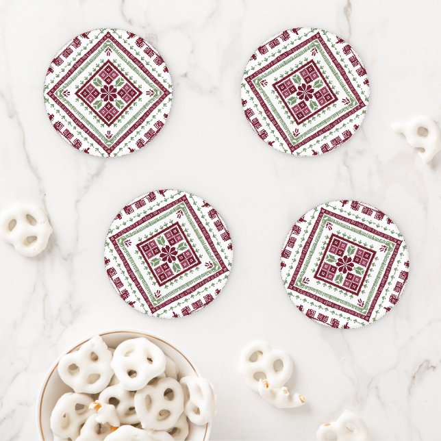 Cute Tatreez Print Coaster Set (In Situ)