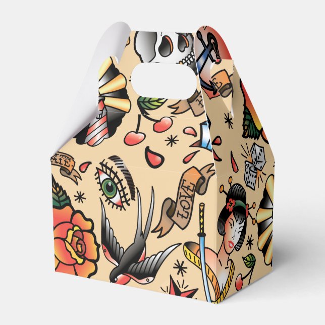 Cute tattoo lovers tiled party favor boxes (Front Side)