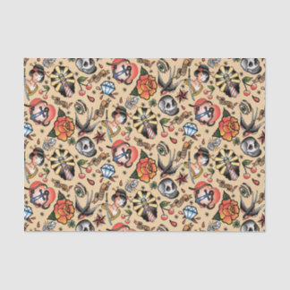 Cute tattoo lovers tiled party tissue paper