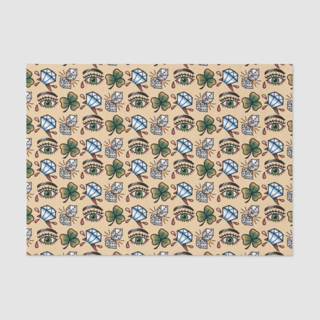 Cute tattoo lovers tiled party tissue paper (Front)