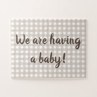 Cute Taupe Beige Pregnancy Announcement Puzzle
