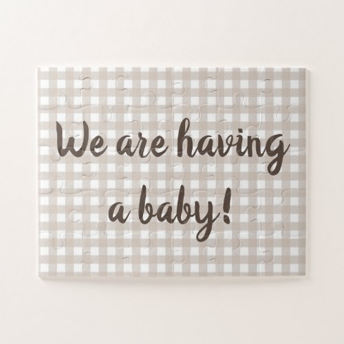 Cute Taupe Beige Pregnancy Announcement Puzzle