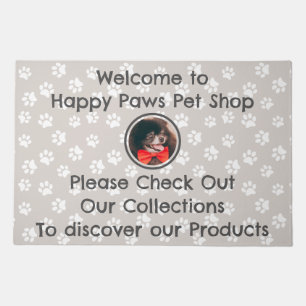 Cute Taupe Paw Print Add Text & Photo Dog Food Mat