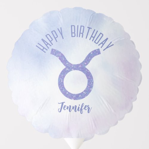 Cute Taurus Astrology Sign Custom Purple Birthday Balloon
