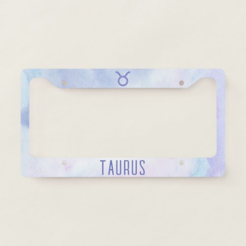 Cute Taurus Astrology Sign Purple License Plate Frame
