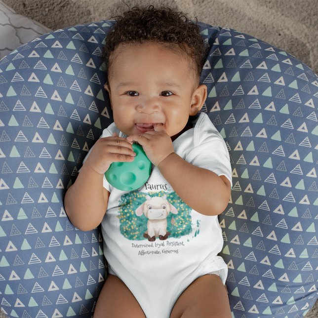Cute Taurus Bull Watercolor Zodiac Baby Bodysuit (Cute Taurus Bull Watercolor Zodiac Baby Bodysuit)