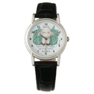 Cute Taurus Bull Watercolor Zodiac Personalized Watch