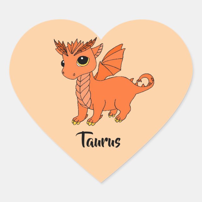 Cute Taurus Dragon design zodiac sticker (Front)