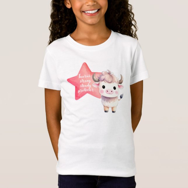 Cute Taurus Zodiac Sign Jersey for Girl T-Shirt (Front)