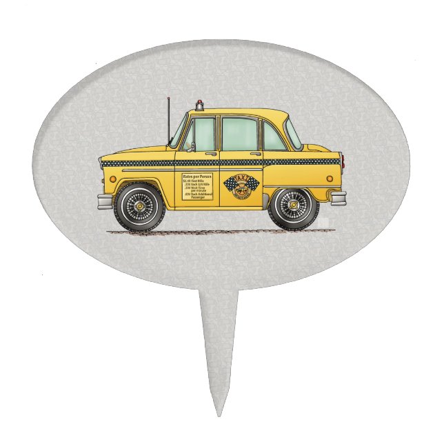 Cute Taxi Cab Cake Topper (Front)