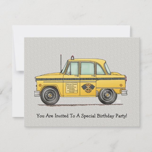 Cute Taxi Cab Invitation (Front)