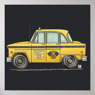 Cute Taxi Cab Poster