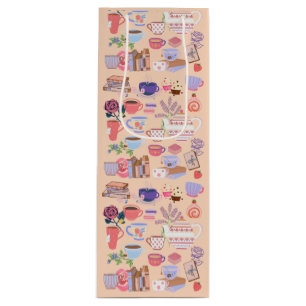 Cute Tea and Books Wine Gift Bag