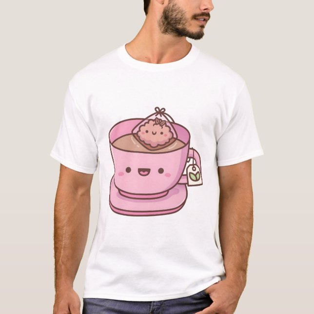 Cute Tea Bag and Teacup T-Shirt (Front)