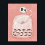Cute Tea Bag Postcard<br><div class="desc">This cute teabag illustration in pink and white will brighten up any day.</div>