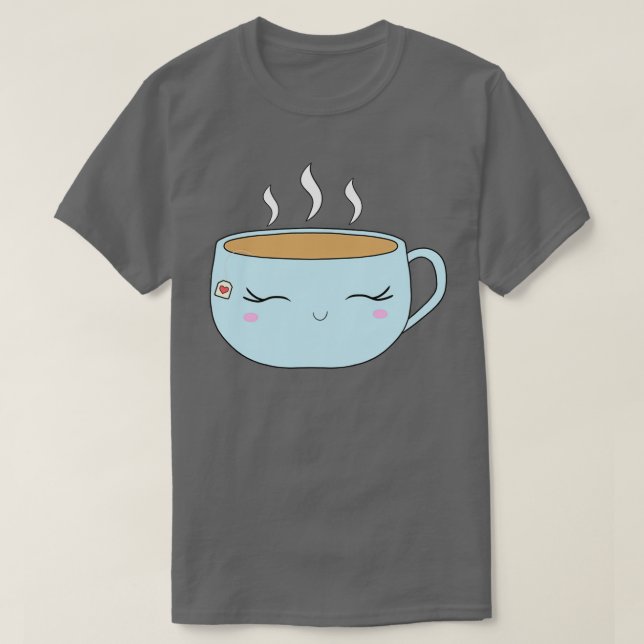 Cute Tea Cup Blue T-Shirt (Design Front)