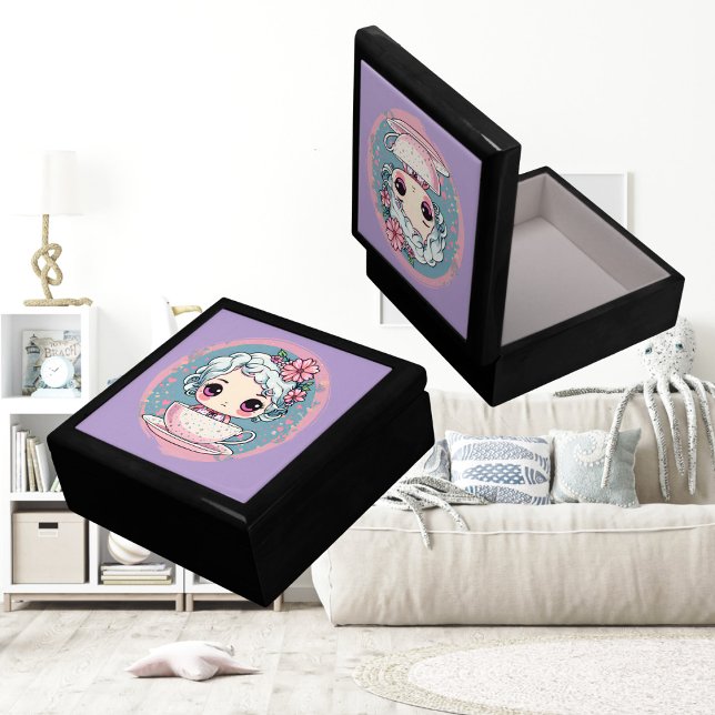 Cute Tea Cup Doll Wooden Jewelry Keepsake Box (Creator Uploaded)