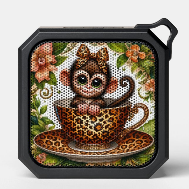Cute tea cup monkey lovers bluetooth speaker (Front)