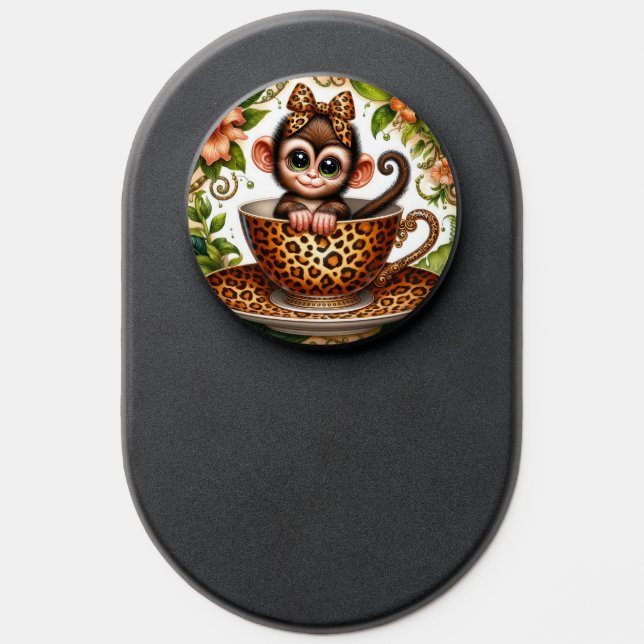 Cute tea cup monkey  PopSocket (Popsocket)