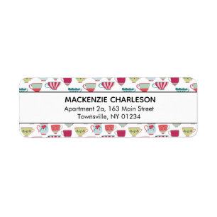 Cute Tea Cup Pattern Address Label