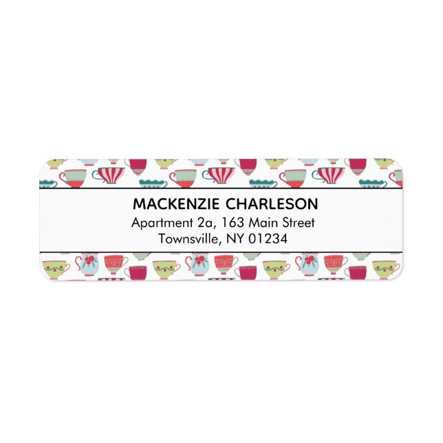 Cute Tea Cup Pattern Address Label (Front)