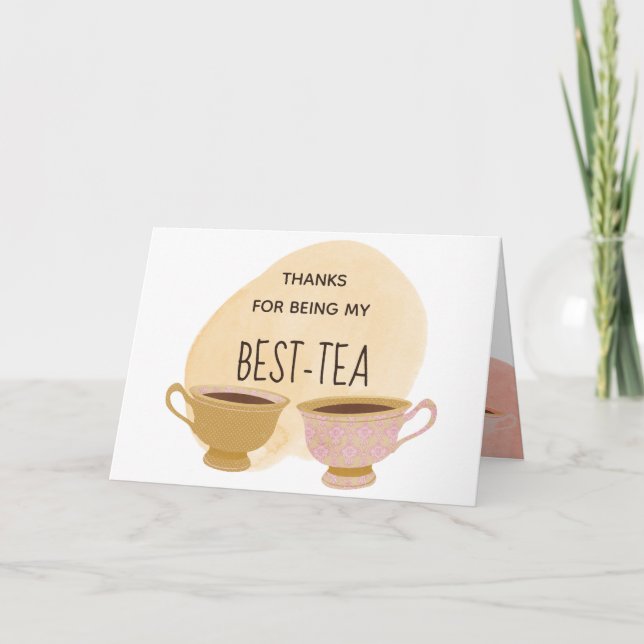 Cute tea cups thanks for being my best-tea friend thank you card (Front)