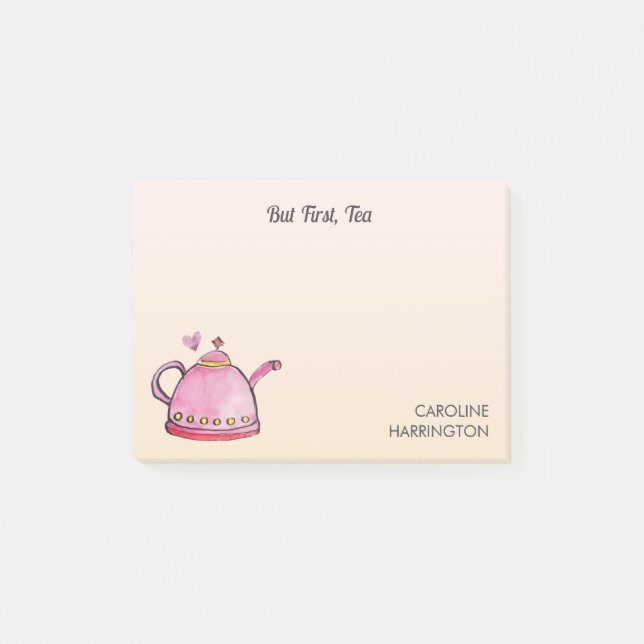 Cute Tea Lover Inspirational Cozy Office Peach Post-it Notes (Front)