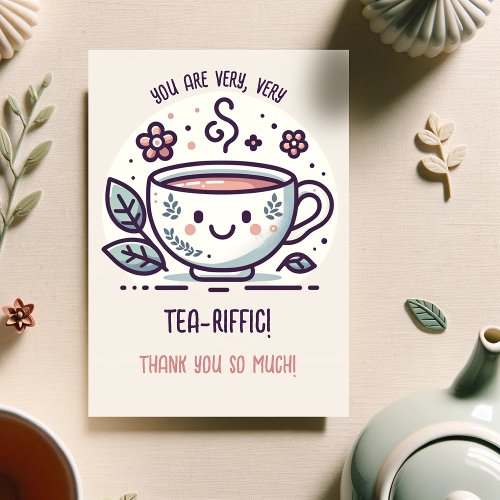 Cute Tea Lovers Gratitude Appreciation  Thank You Card