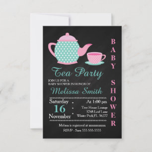 Cute Tea Party Baby Girl Shower Invite