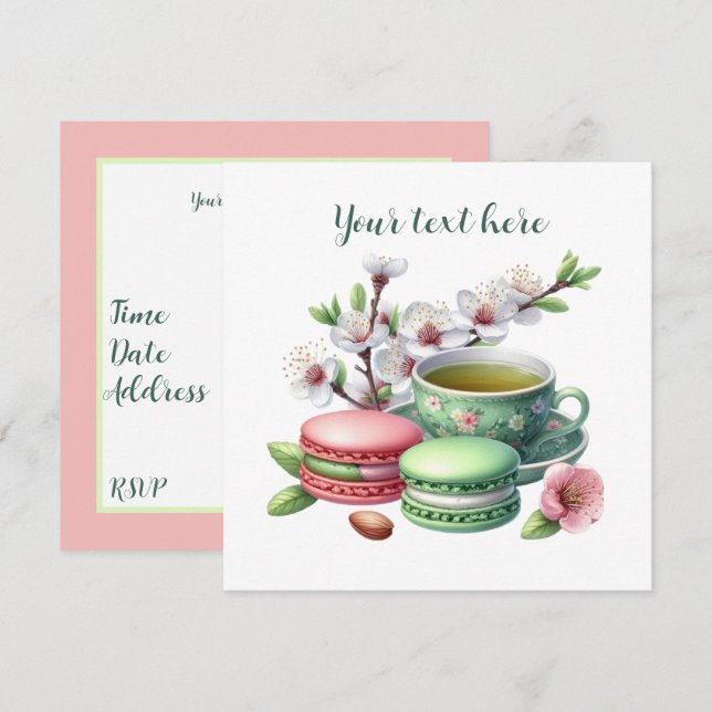 Cute tea party cookies invitation (Front/Back)