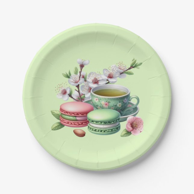 Cute tea party cookies paper plates (Front)