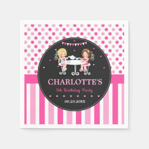 Cute Tea Party Girl Birthday Pink Napkins