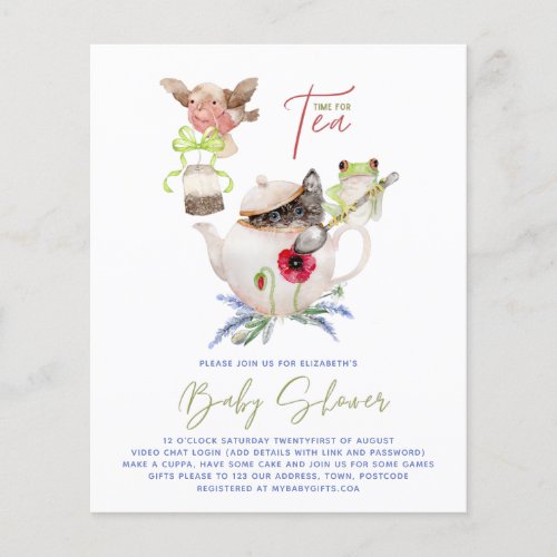 Cute Tea Party Invitations for Baby Shower Budget