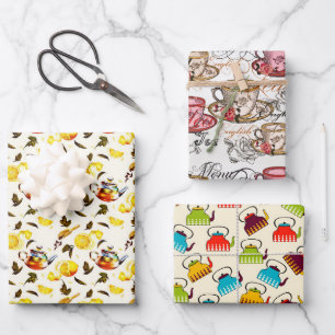 cute tea party pattern Wrapping Paper Sheets