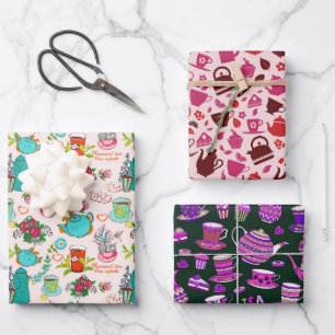 cute tea party pattern Wrapping Paper Sheets